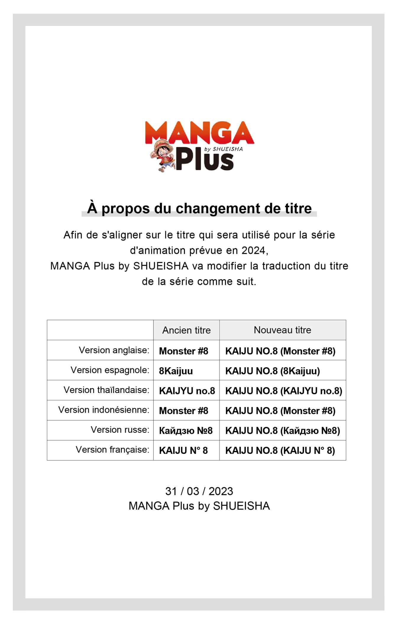 Read Kaiju N 8 FR Manga Online